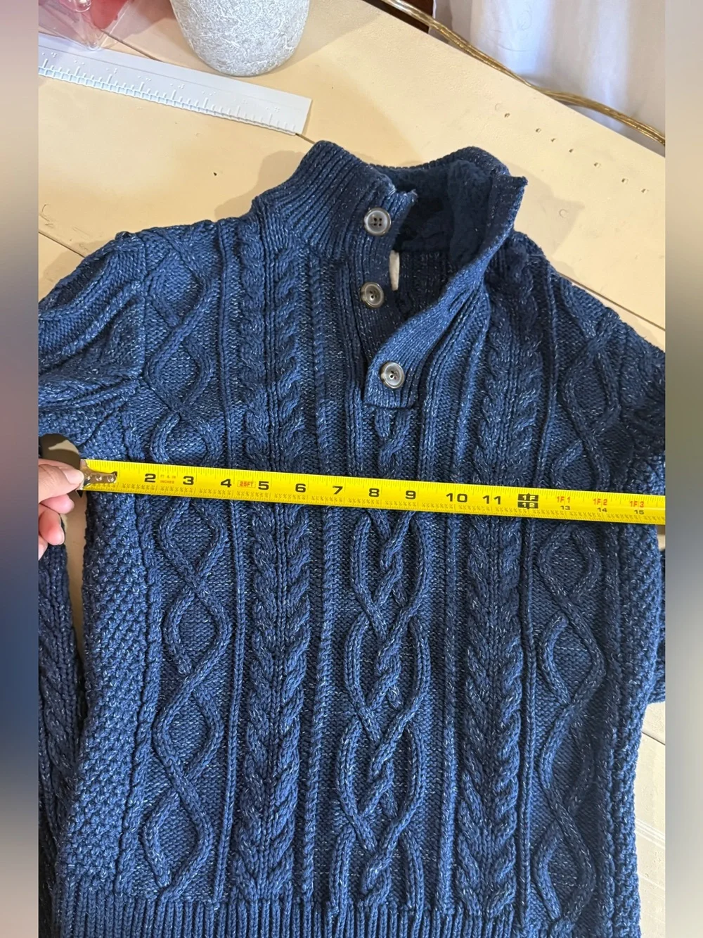 Gap Boys' Navy Cable-Knit Shawl Collar Sweater size 10